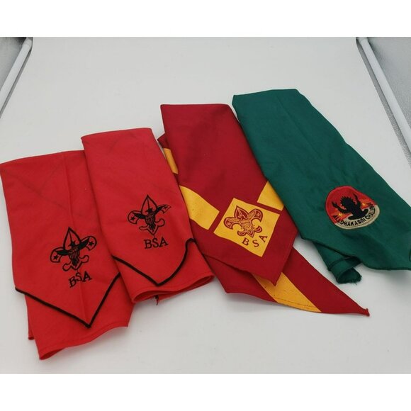 Vintage Boy Scouts Of America Neckerchiefs, Lot Of 4, Embroidered, Allohakasin - Picture 1 of 6